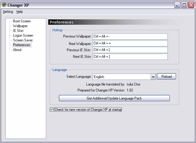            Changer XP Preferences