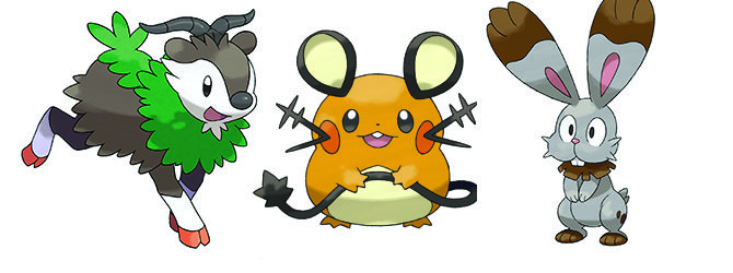 Pokemon X/Y  Dedenne-bunnelby-skiddo