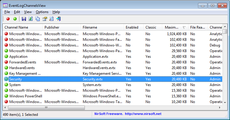 Windows10 - 26 Tools Eventlogchannelsview