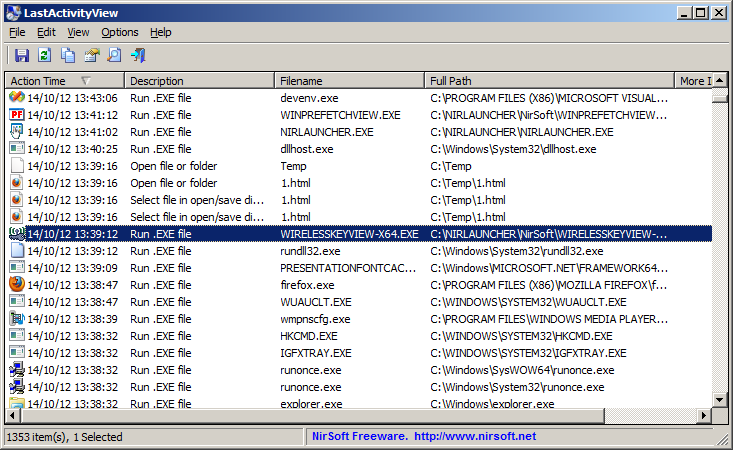 LastActivityView - See Every Action on System Lastactivityview