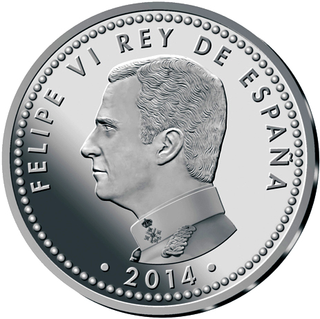 Primera moneda con el busto del Rey Felipe VI Anv