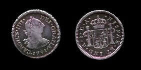 ¿Por qué en las monedas ponían CAROLUS IIII y no CAROLUS IV? Mr1791DA