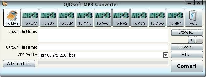 محول الصيغ العملاق بلا منازعOJOsoft MP3 Converter v2.7.4.0126 Interface-mp3