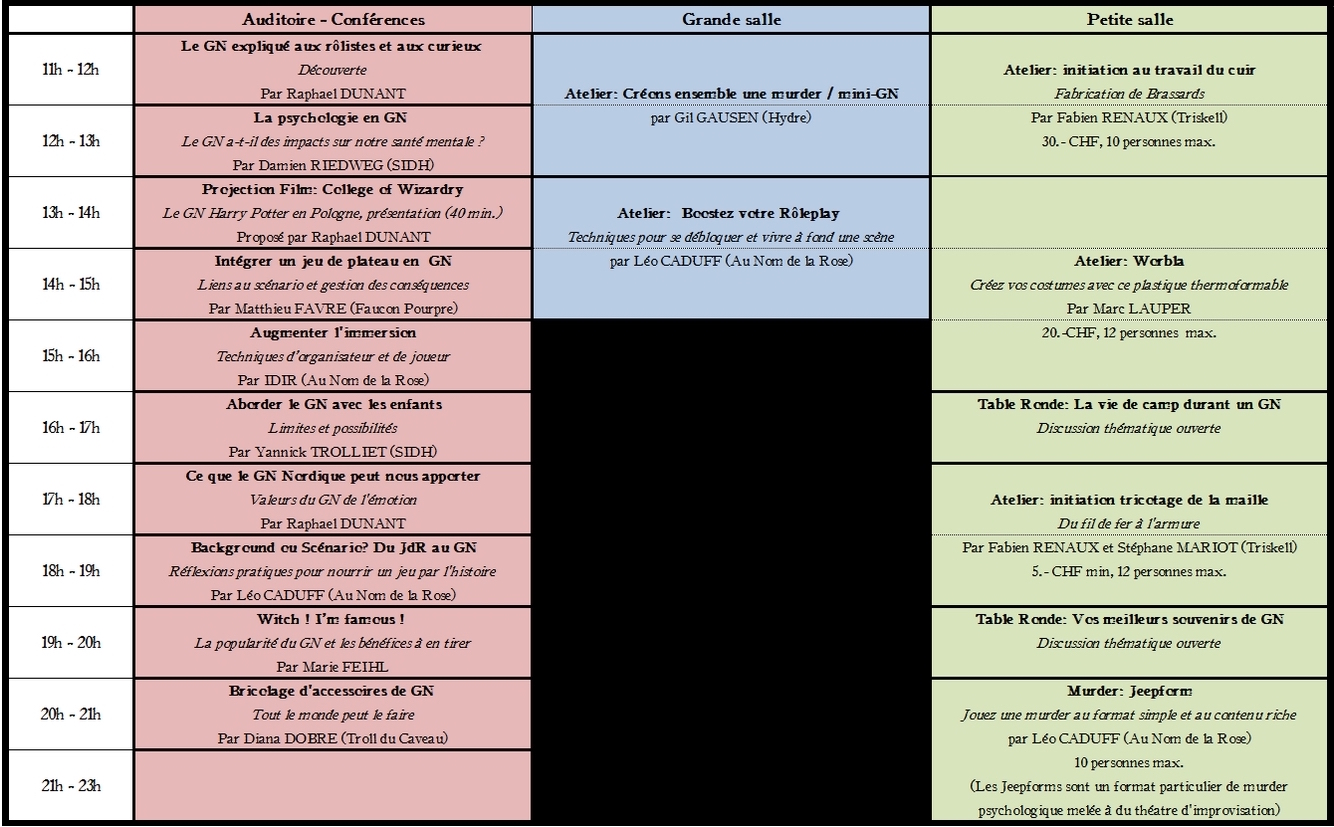 GN'Idée 2016 PlanningGN2016