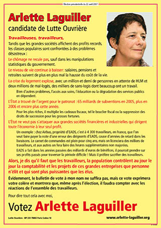 Les affiches de campagne (Sourires) Laguiller