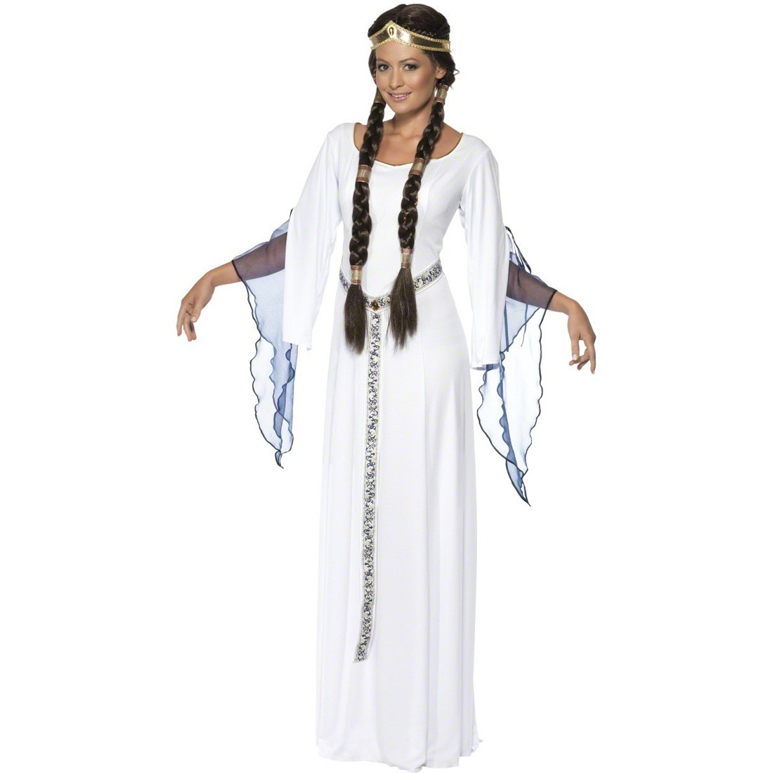 Mittelalter RPG Burgfraeulein-Kostuem-Marian-Mittelalter-Kleid-Weiss-M-40-42