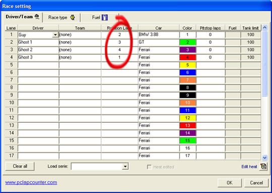 Simple race setup with 1 pilot, 4 lanes for 3 min each lane Racesetup_1driver_1