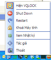 VQLOCK – Phần mềm Khoá máy tính và hẹn giờ Shutdown  Taskbar