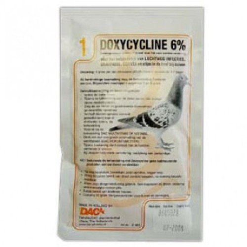 Doxycycline 6% รักษาปัญหาทางเดินหายใจในนก Doxycycline_sachet-500x500