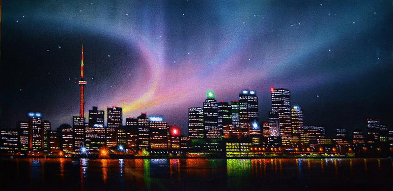 OLEOS  , ACUARELAS  ...ETC.....DE EXCELENTES  ARTISTAS.. - Página 7 Aurora-borealis-over-toronto-skyline-thomas-kolendra