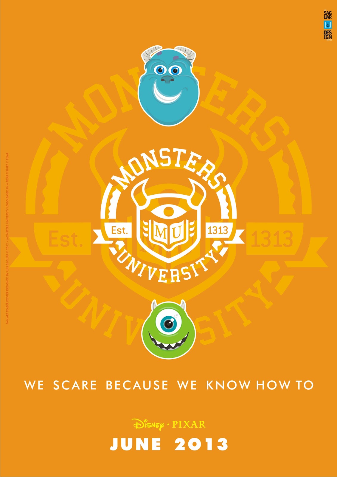 Pixar Planet Disney monstre academy university affiche fan