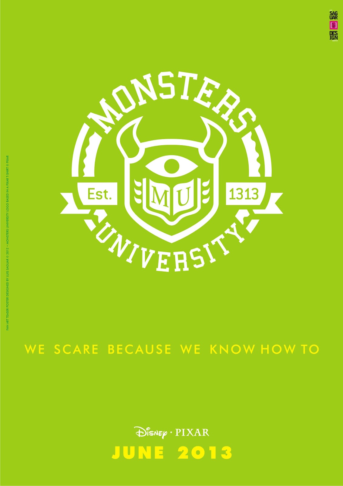 Pixar Planet Disney monstre academy university affiche fan