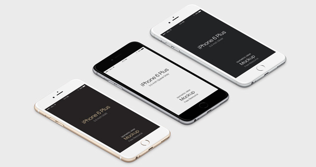 [PSD] iPhone 6 Plus mockup em 3D - as 3 cores (photoshop) 001-iphone-6-plus-mockup-isometric-view-psd-free-resource-graphic