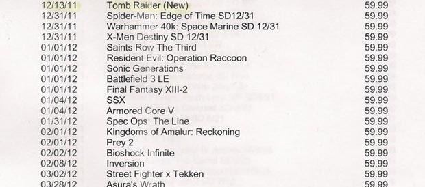 Gamestop filtra interesante lista de lanzamientos. Metal Gear Solid Rising y Tomb Raider incluidos Gamest130511