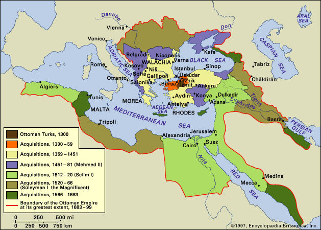 L'empire ottoman aux XVIe- XVIIe s Carte-ottoman