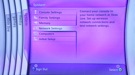 طریقه اتصال به Xbox Live Choose_network_settings