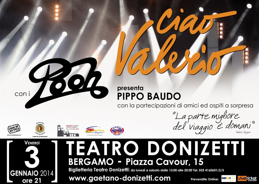 Pooh : "Ciao Valerio", tutto esaurito per l'evento del 3 gennaio! - Stefano D’Orazio e Riccardo Fogli a Bergamo con i Pooh CIAOVALERIO