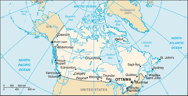 BLOQUE I FENÓMENOS Y HECHOS CANADA Americas_canada_mapa