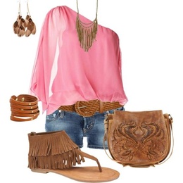 افكار انثوية للارتداء اللون الوردي Boho-Pink-Outfit-Idea