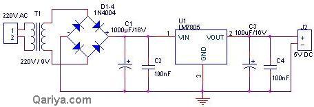  دائرة تغذية منظمة بسيطة 5 فولت Pwr5v