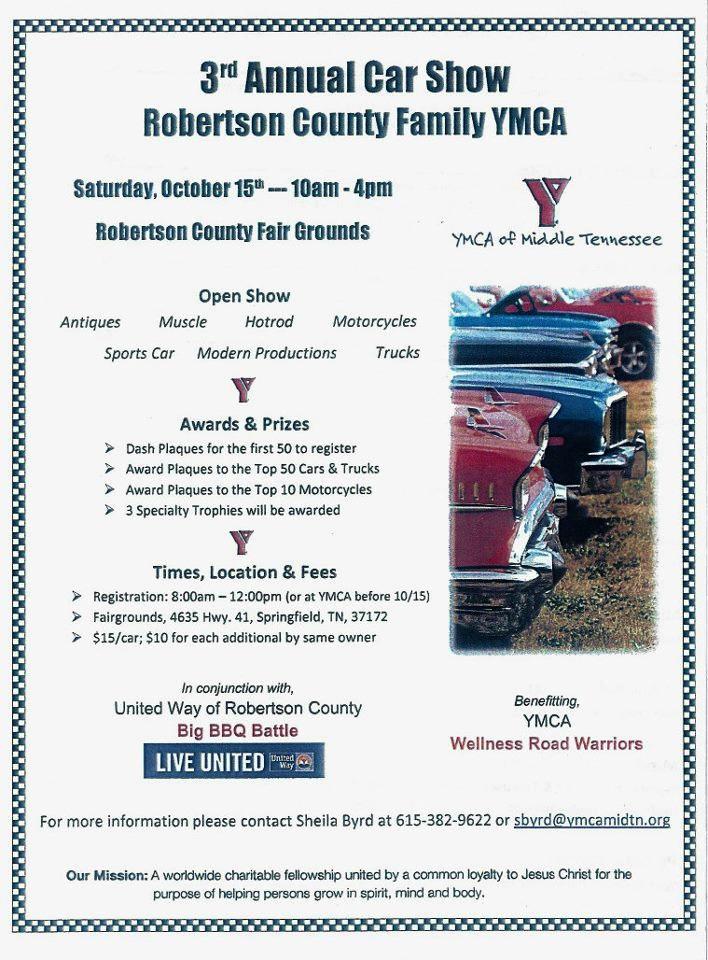 Springfield,TN Oct 15th YMCA Car Show  Spfcs