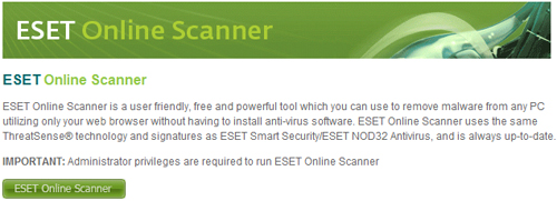 Quét virus – spyware không cần cài đặt phần mềm ESET