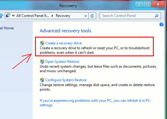 Hướng dẫn tạo ổ khôi phục hệ thống trên Windows 8 Drive2