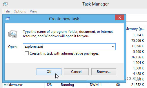 Hướng dẫn khởi động lại Explorer trên Windows 8 Explorer4