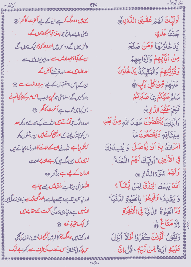 Quran Shareef Para # 13 P0427