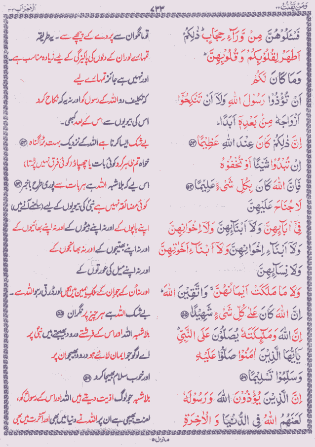 Quran Shareef Para # 22 P0733