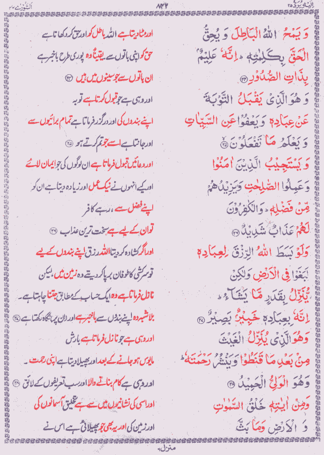 Quran Shareef Para # 25 P0842