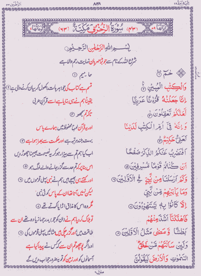 Quran Shareef Para # 25 P0848