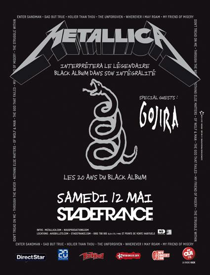 2 places Metallica stade de France le 12/05/12 Metallicasdf