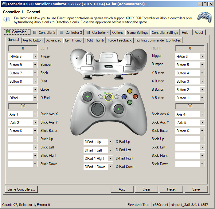 x360ce et HORI FC4 002-configsf5EX