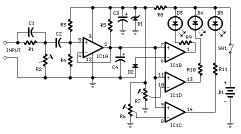 Three-Level Audio Power Indicator Powerlevel