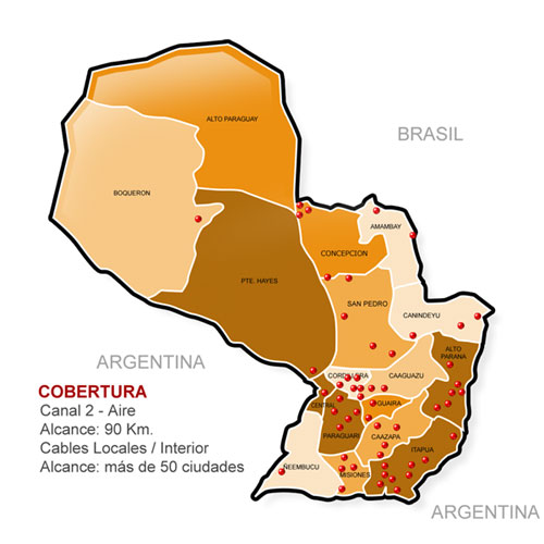 Mapa de Repetidoras Red Guarani Cobertura_paraguay2