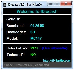 F0recast Released for iPhone 3.1.3 Jailbreak Info F0recast