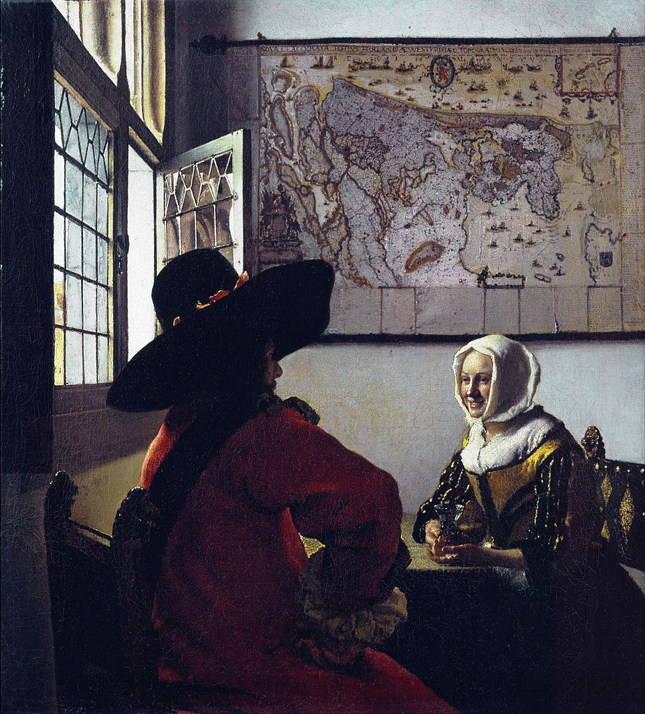 Et si on parlait de peinture : Quels sont les peintres qui vous émeuvent ? Vermeer-l-officier-et-la-jeune-fille-riant-1657