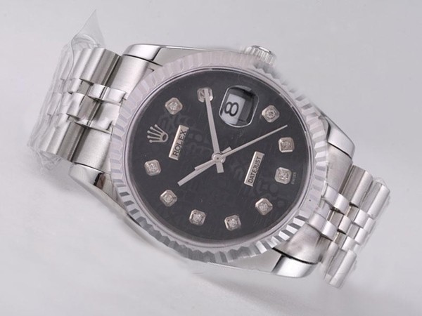 Replica Rolex Datejust Swiss ETA 2836 Watch Movement Black Computer Dial Diamond Marking 358