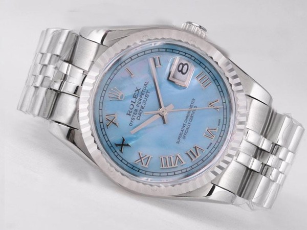 Replica Rolex Datejust Swiss ETA 2836 Watch Movement Blue MOP Dial Roman Marking 374