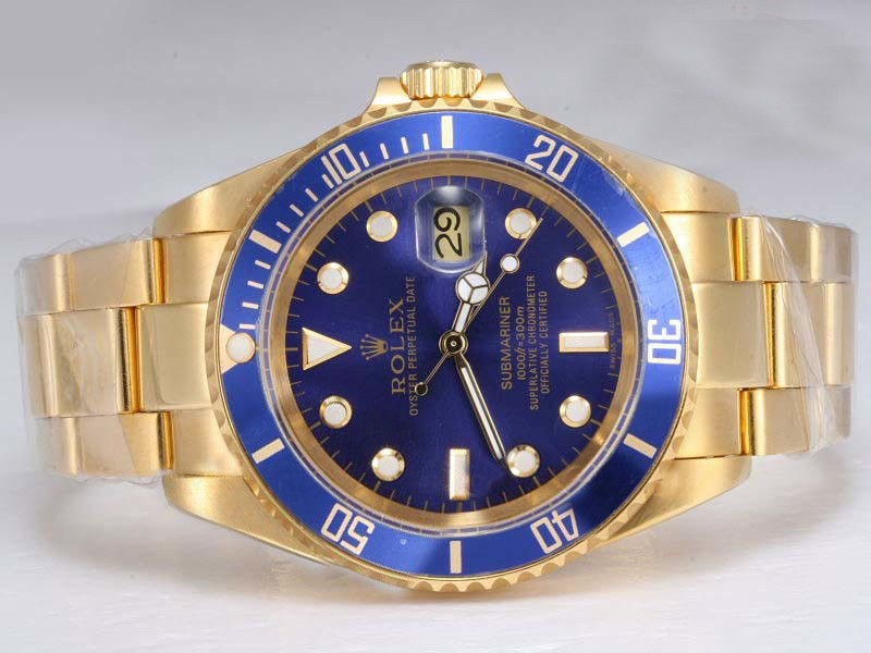 Replica Rolex Submariner Watch Automatic Two Tone With Black Dial And Bezel 1058 - $158.00 : replica rolex, rolexonlinesales.com Rolex-Submariner-Watch-Automatic-Full-Gold-With