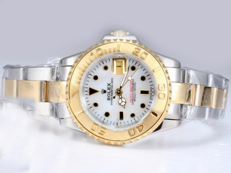 Replica Rolex Yacht-Master Watch Automatic Two Tone White Dial 1137