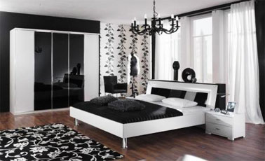 من ارقى الوان الديكور الابيض والاسود  Black-and-white-bedroom-decor