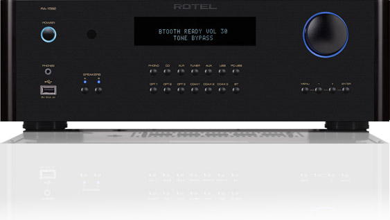 Rotel RA-1592 Integrated Amplifier with DAC, Bluetooth, DSD capable PC-USB, USB iPod input, phono (MM), 2 subwoofer outputs, 200W/8ohms. Ra-1592_black-web