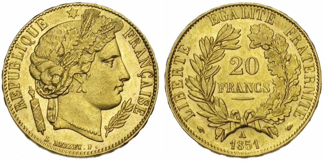 20 francs or ou "Napoléons Republiqueceres