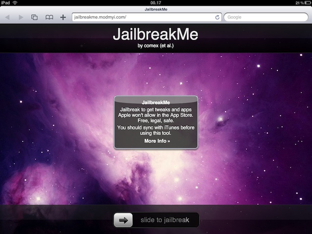 Metodi di Jailbreak iPad Jailbreakme