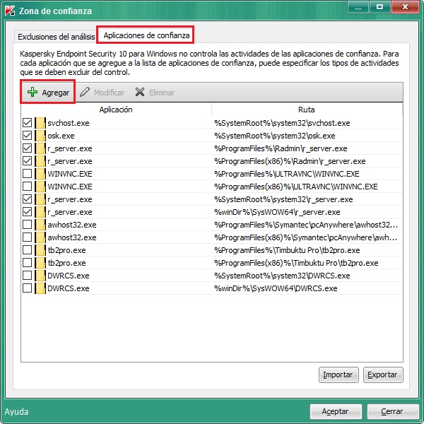 Como permitir aplicaciones en KASPERSKY ENDPOINT SECURITY 10 KES-10-Aplicaciones-de-confianza-2