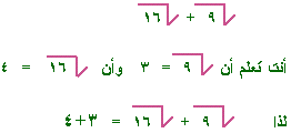 3 الجذر التربيعي للعدد المربع الكامل 1