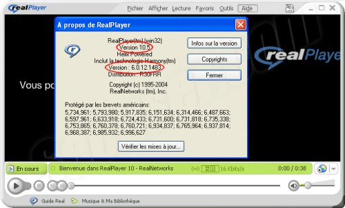 Failles : RealPlayer et RealOne Player concerns Realplayer_apropos