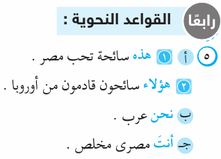 مراجعة امتحان اللغة العربية بالاجابة للصف الرابع الابتدائي Ara_4R_1A_01_05